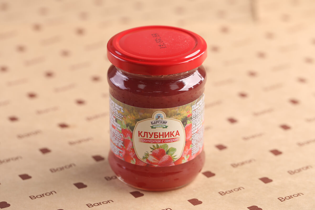 Клубника протертая с сахаром «Барские продукты», 280 г